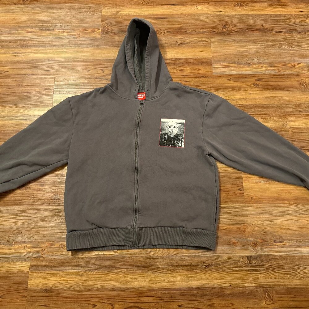 Dumbgood‎ - Friday the 13th - Grey Zip-Up Hoodie - You’re All Doomed - Sz Large